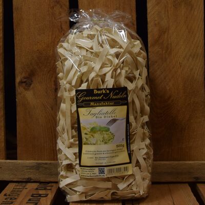 Gourmet Bio Dinkel Tagliatelle breite Bandnudeln 8mm aus hellem Bio Dinkelmehl