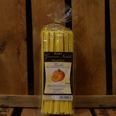 Gourmet organic durum wheat pumpkin tagliatelle, narrow ribbon noodles 4mm pasta rolled extra long