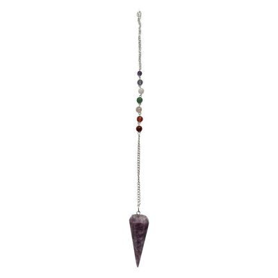 Pendolo con catena di perline 7 chakra, lepidolite