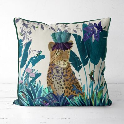 Blue Leopard Tropical Pillow, Cushion cover, 45x45cm