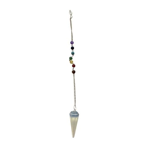 Pendulum with 7 Chakra Beaded Chain, Opalite
