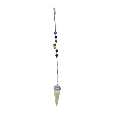 Pendolo con catena a 7 chakra con perline, opalite