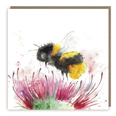 Chardon et abeille Carte de vœux