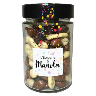 "chocomix" mix of chocolate nuts and dried fruits - 200g jar