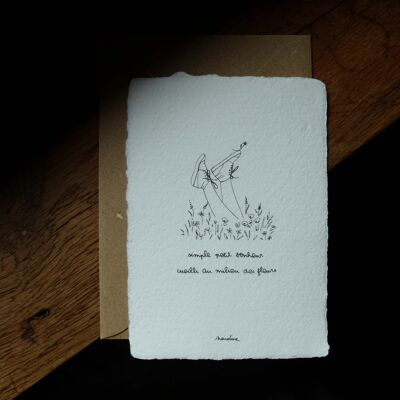 Simple petit bonheur - carte 1015 papier fait main et enveloppe recyclée