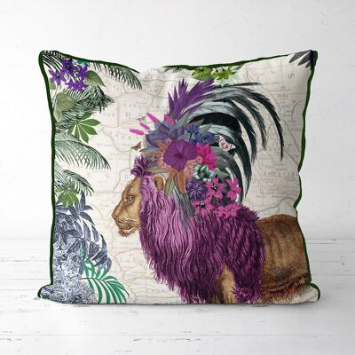 African Purple Lion Tropical Pillow, Cushion cover, 45x45cm