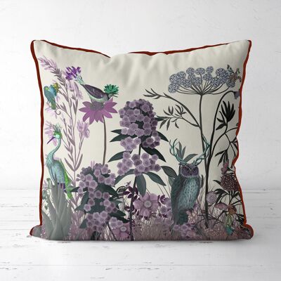 Wildflower Blush Pillow, Owl, Botanical Print Pillow, Cushion cover, 45x45cm