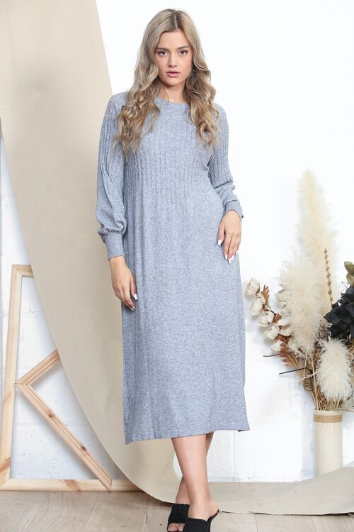 Grey cable knit jumper dress