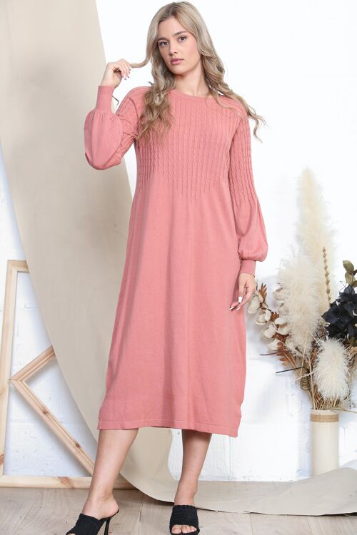 Pink cable knit jumper dress