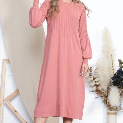 Pink cable knit jumper dress