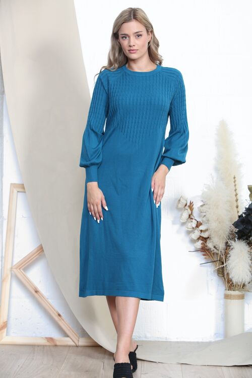Teal cable knit jumper dress