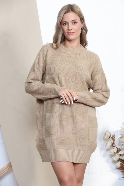 Camel Square pattern textured dress