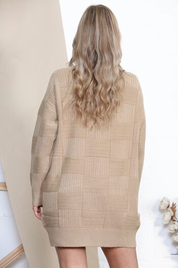 Robe texturée à motifs carrés Camel 3