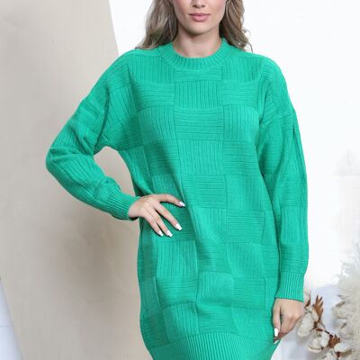 Strukturiertes Kleid mit grünem Quadratmuster