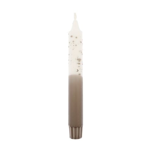 DIP DYE CONFETTI DINNER CANDLE WHITE/GREY