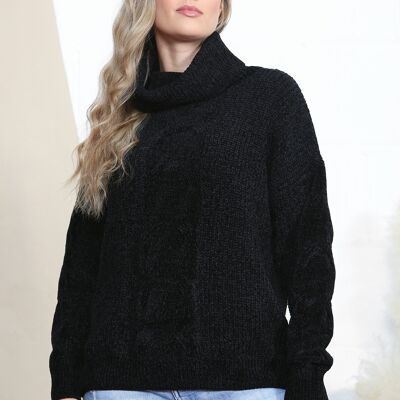 Black Fluffy knit turtle neck jumper