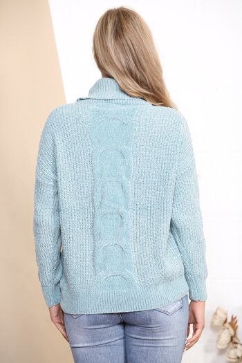 Pull col roulé en maille Fluffy Mint 3