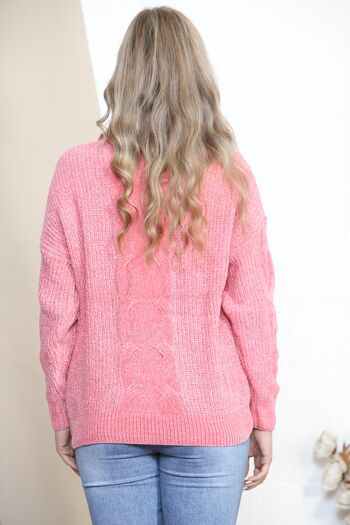 Pull col roulé en maille Fluffy Rose 3