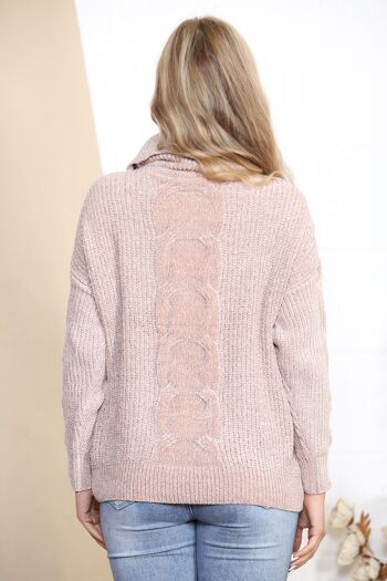 Pull col roulé en maille Fluffy taupe 3