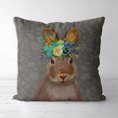 Cute Rabbit Farmhouse, Grey, Pillow, Cushion cover, 45x45cm, Bohemia Collection