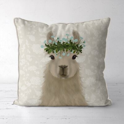 White Llama Farmhouse, Cream, Pillow, Cushion cover, 45x45cm, Bohemia Collection