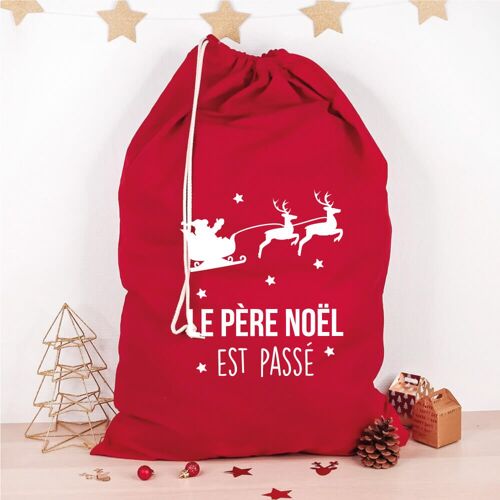 Hotte de Noël (49 x 75 cm) rouge Traineau Père Noël
