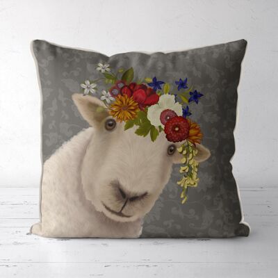 Sheep Farmhouse, Grey, Pillow, Cushion cover, 45x45cm, Bohemia Collection