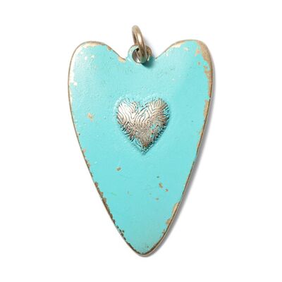 Coeur turquoise, amulette L