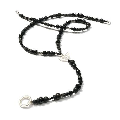 BlackPearl SilverShiny 100, long gemstone interchangeable chain