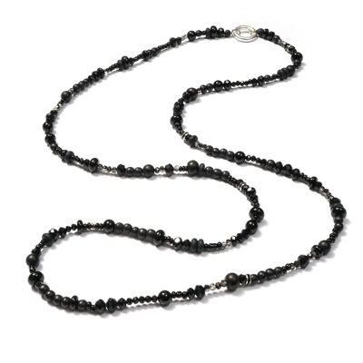 BlackPearl SilverShiny 120, extra long gemstone interchangeable chain