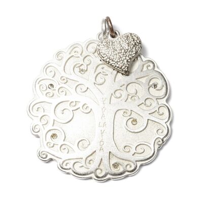 Tree of Life L & Heart S, Amulet Twin SilverBrillante