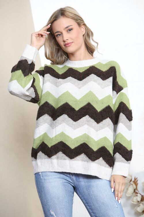 Beige zig zag winter jumper