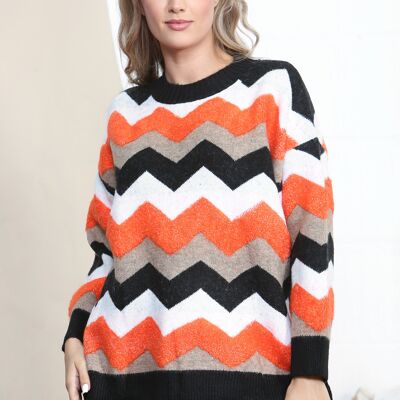 Pull d'hiver noir zig zag