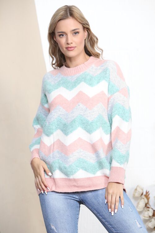 Pink zig zag winter jumper