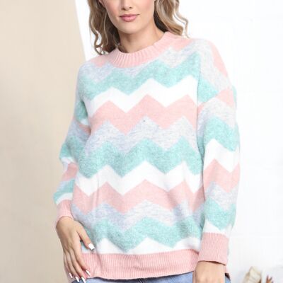 Maglia invernale rosa a zig zag