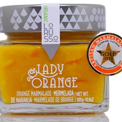 Mermelada ecológica artesanal de naranja 85% fruta 305g. Contenido reducido de azúcar.