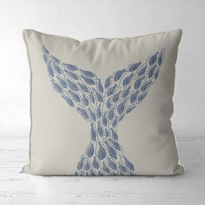 Fishy Tail, Blue Grey on sea fog, Nautical Pillow, Cushion cover, 45x45cm