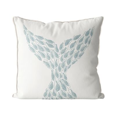 Fishy Tail, Grey Blue on white, Nautical Pillow, Cushion cover, 45x45cm