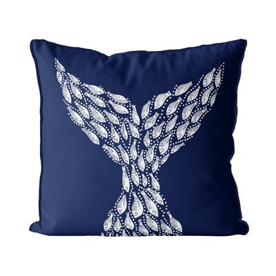 Fishy Tail, White on Midnight Blue, Nautical Pillow, Cushion cover, 45x45cm