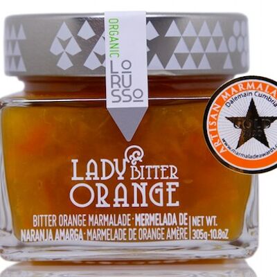 Mermelada ecológica artesanal de naranja amarga 60% fruta 305g. Contenido reducido de azúcar.