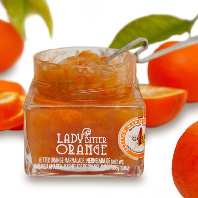 Confiture artisanale bio d'orange amère 60% fruits 305g. Teneur réduite en sucre.