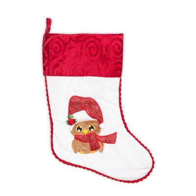 Chaussette de Noël Hibou Blanc *VENTE*