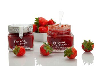 Confiture artisanale de fraises bio 85% fruits 305g. Teneur réduite en sucre. 1