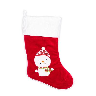 Chaussette de Noël bonhomme de neige rouge *VENTE*