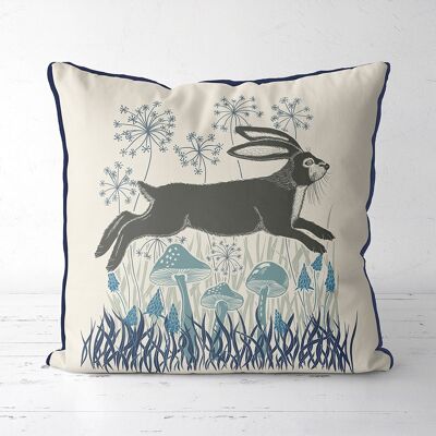 Country Lane Hare 4, Indigo Pillow, Cushion cover, 45x45cm