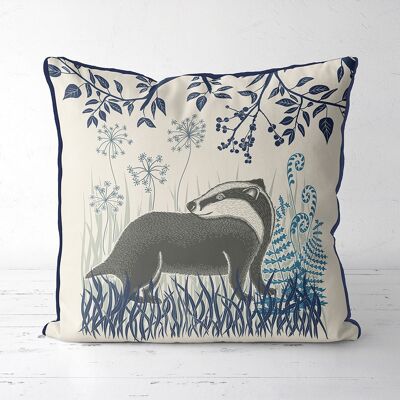Country Lane Badger 2, Indigo Pillow, Cushion cover, 45x45cm