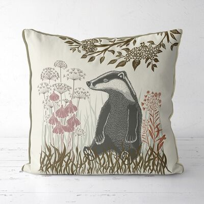 Country Lane Badger 3, Earth Pillow, Cushion cover, 45x45cm