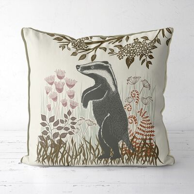 Country Lane Badger 4, Earth Pillow, Cushion cover, 45x45cm