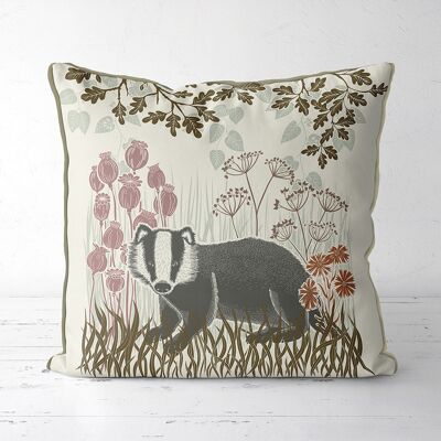 Country Lane Badger 5, Earth Pillow, Cushion cover, 45x45cm