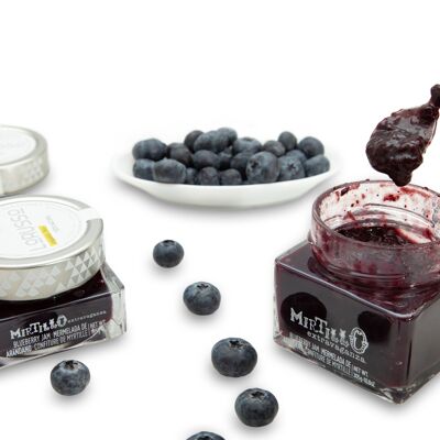 Organic artisan blueberry jam 85% fruit 305g, Reduced sugar content.